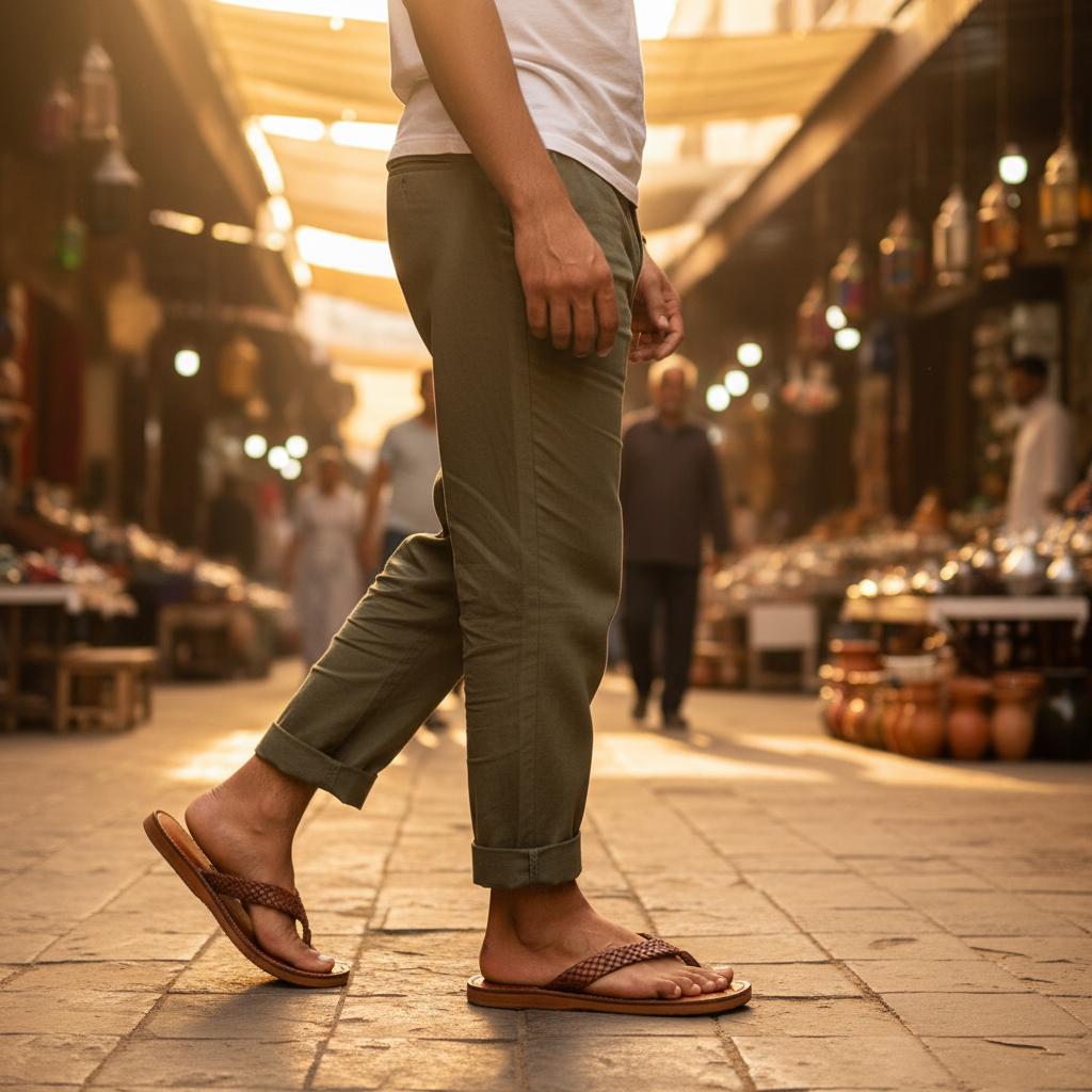Moroccan Leather Sandals Unisex Handmade Flip Flops