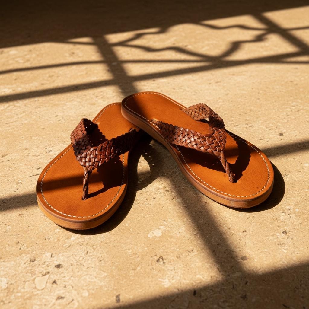 Moroccan Leather Sandals Unisex Handmade Flip Flops