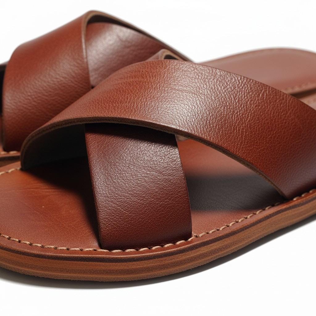 Moroccan Leather Sandals Unisex Handmade Double Sole Slides