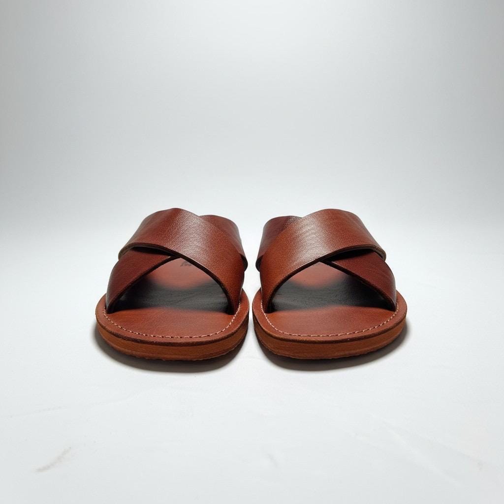 Moroccan Leather Sandals Unisex Handmade Double Sole Slides