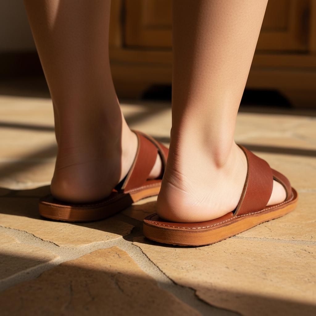 Moroccan Leather Sandals Unisex Handmade Double Sole Slides