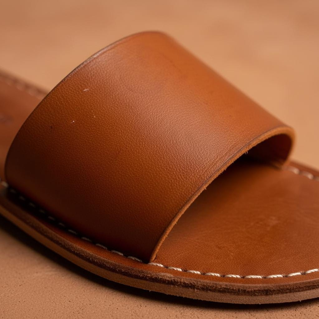 Moroccan Leather Slide Sandals Women Handmade Flat