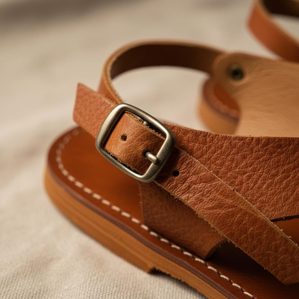 Moroccan Leather Sandals Women Handmade Boho Flat