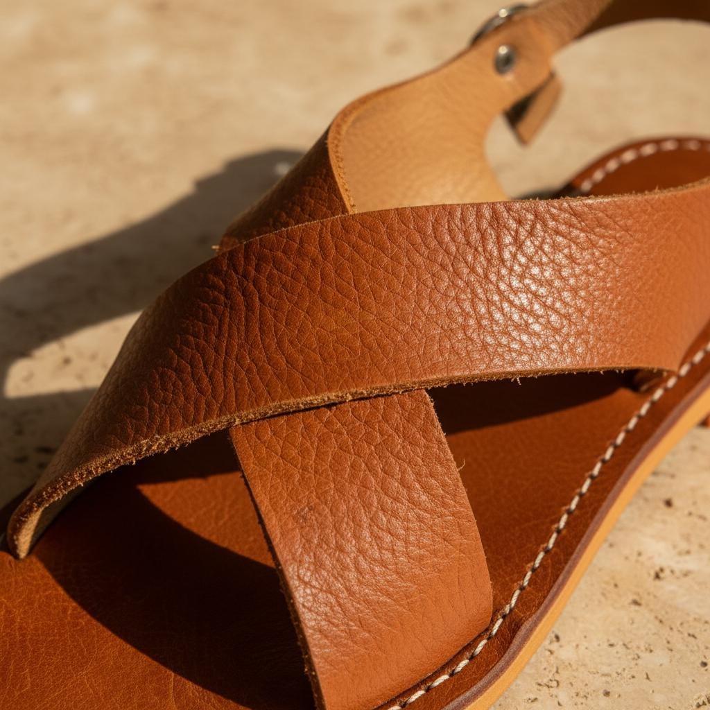 Moroccan Leather Sandals Women Handmade Boho Flat