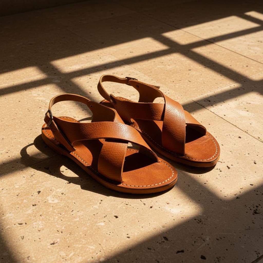 Moroccan Leather Sandals Women Handmade Boho Flat