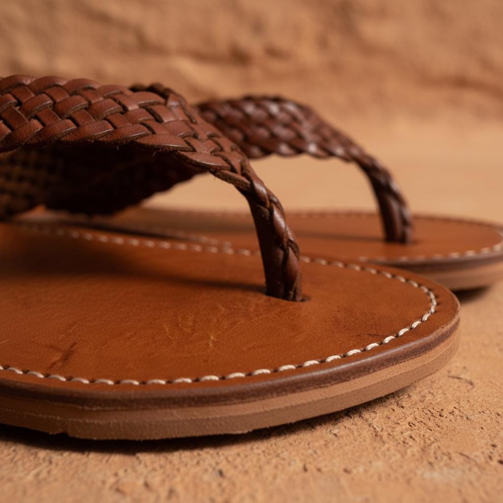 Moroccan Leather Sandals Unisex Handmade Flip Flops