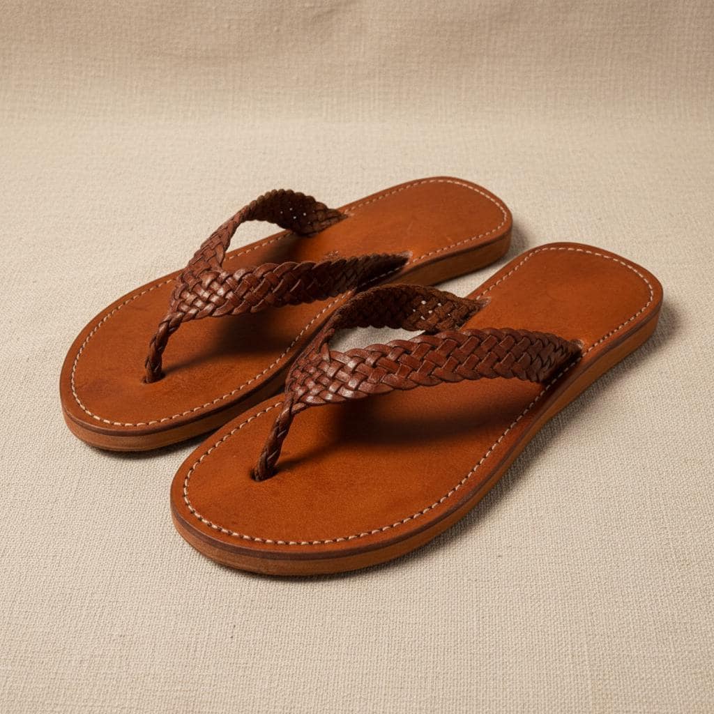 Moroccan Leather Sandals Unisex Handmade Flip Flops