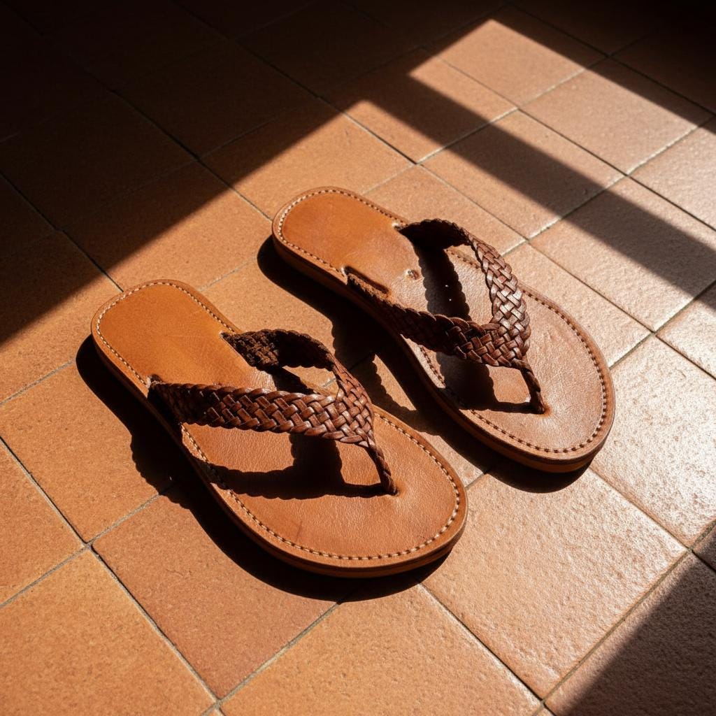 Moroccan Leather Sandals Unisex Handmade Flip Flops