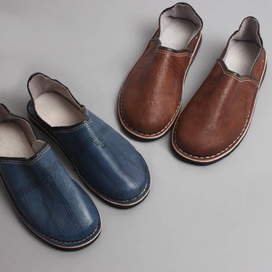 Moroccan Babouche Slippers Handmade | Traditional Leather Babouches for Women &amp; Men | Comfortable Indoor Outdoor Slippers Morocco