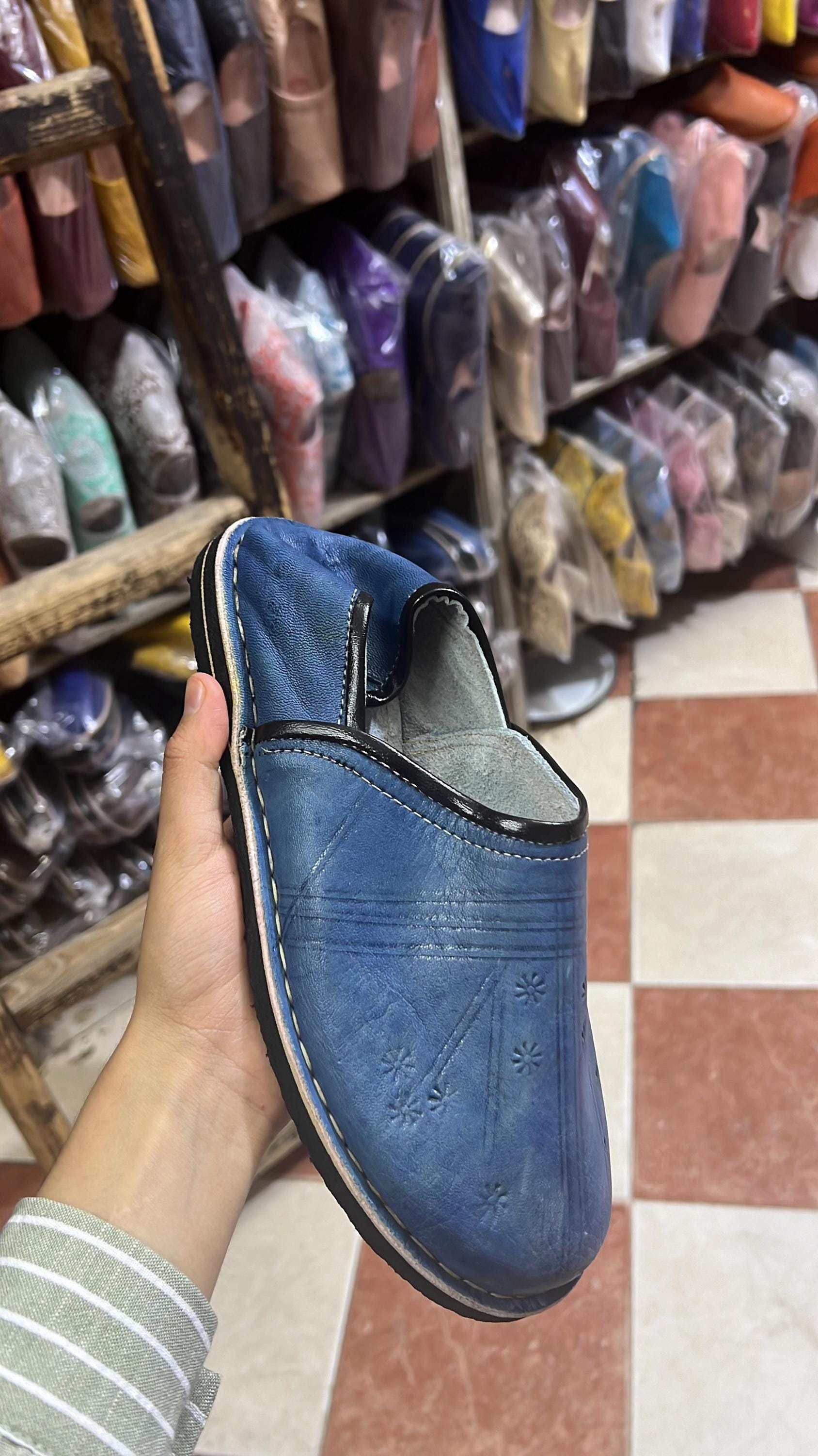 Moroccan Babouche Slippers Handmade | Traditional Leather Babouches for Women &amp; Men | Comfortable Indoor Outdoor Slippers Morocco