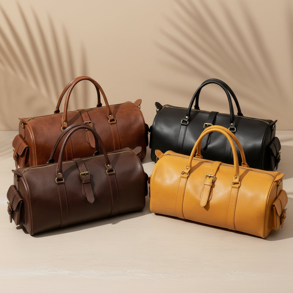 Handmade Moroccan Leather Duffle Bag Weekender