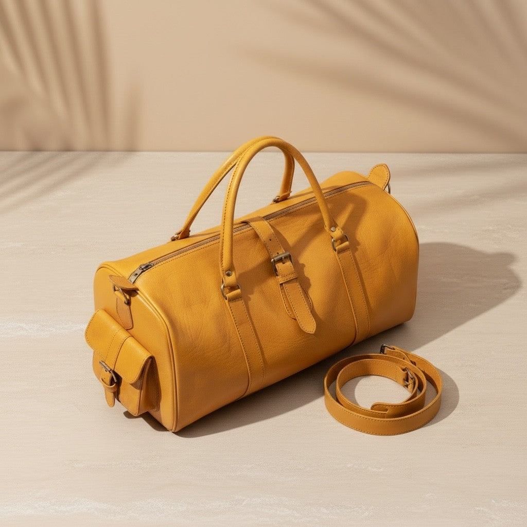 Handmade Moroccan Leather Duffle Bag Weekender