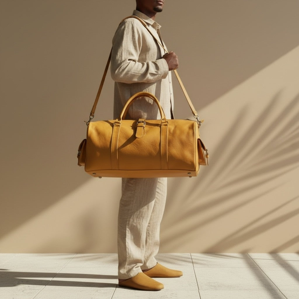 Handmade Moroccan Leather Duffle Bag Weekender