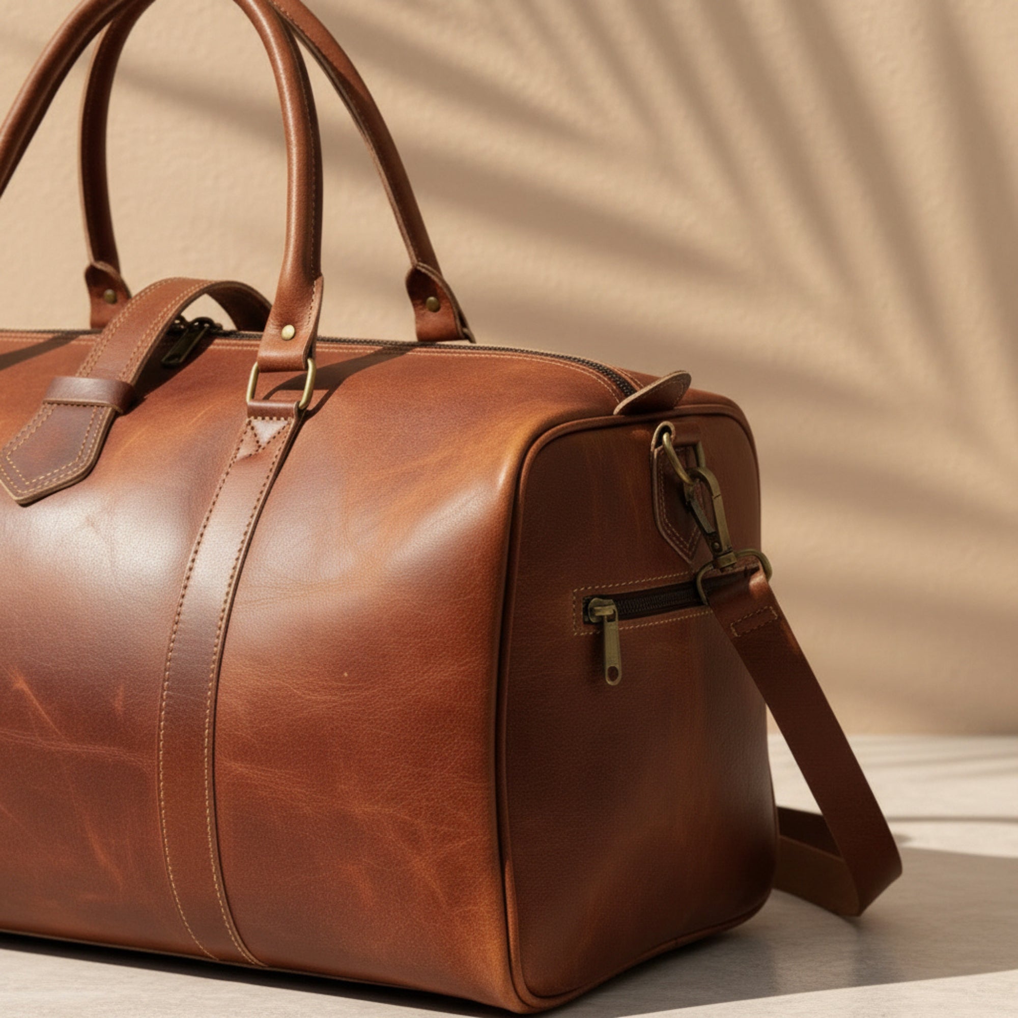 Handmade Moroccan Leather Duffle Bag Travel Weekender