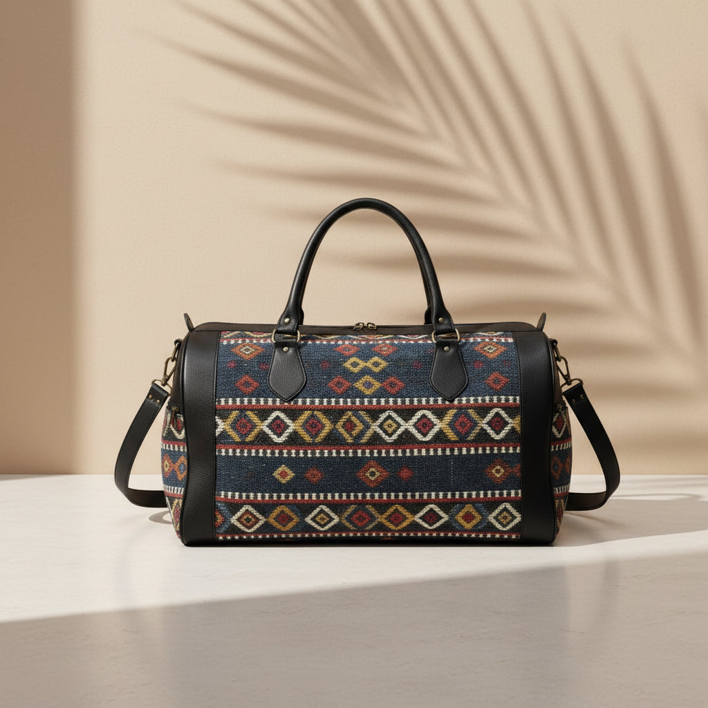 Moroccan Rug Bag Leather Duffel Unique