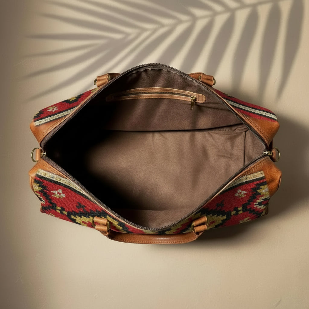 Moroccan Rug Bag Leather Duffel Unique
