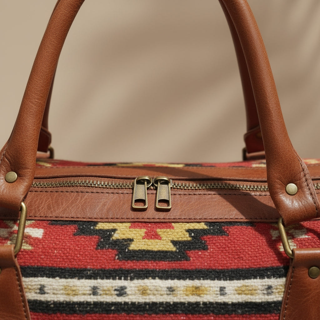 Moroccan Rug Bag Leather Duffel Unique