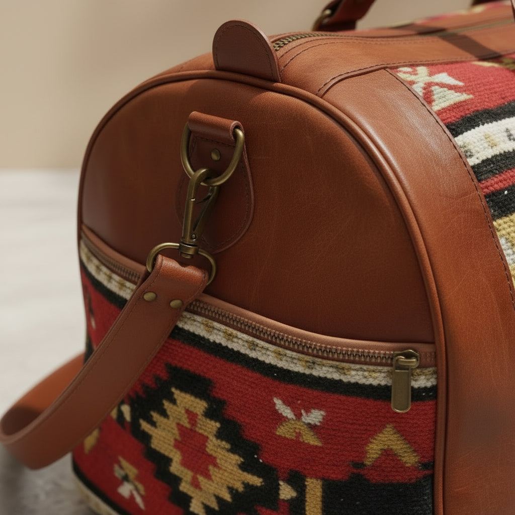 Moroccan Rug Bag Leather Duffel Unique