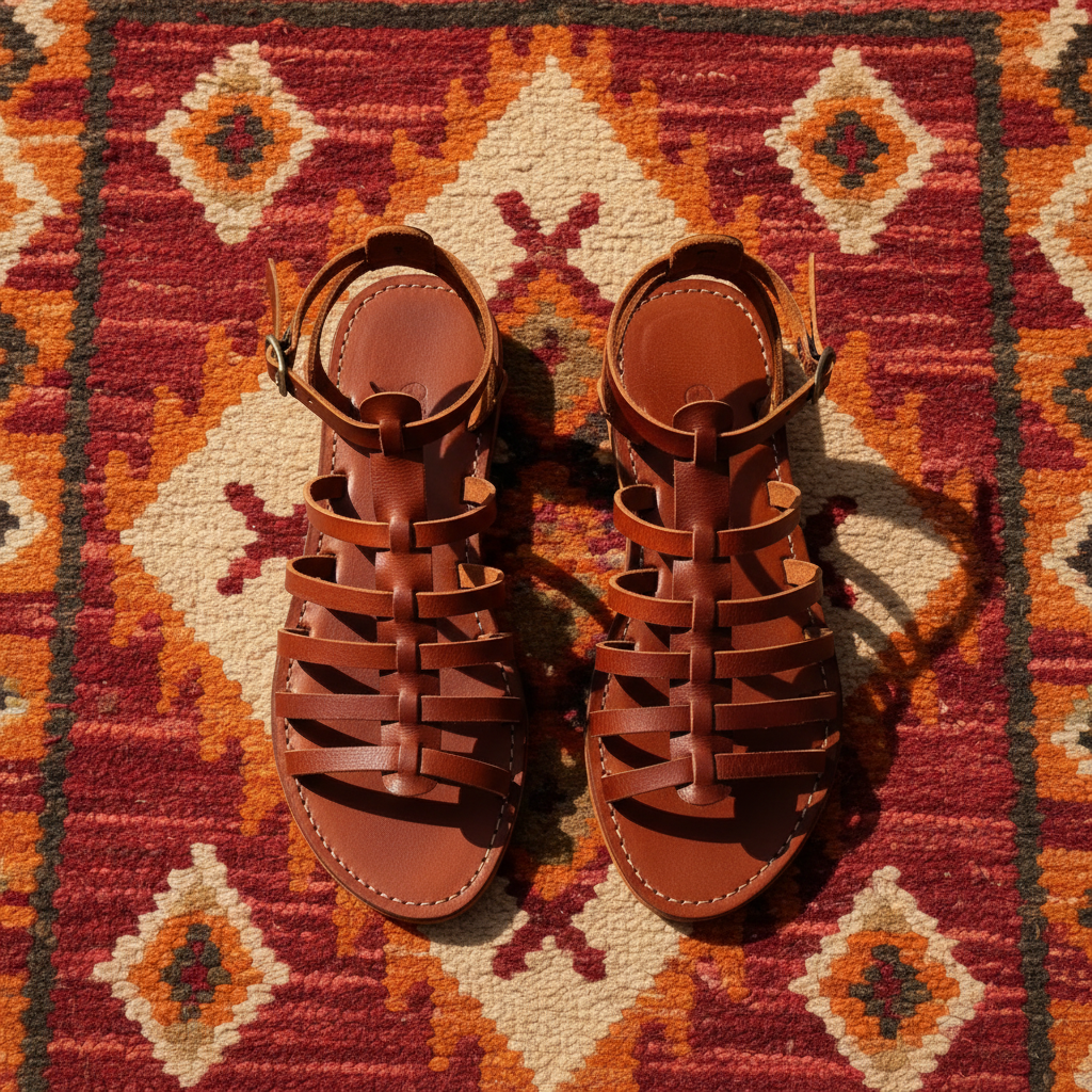 Moroccan Leather Gladiator Sandals Women Handmade Strappy