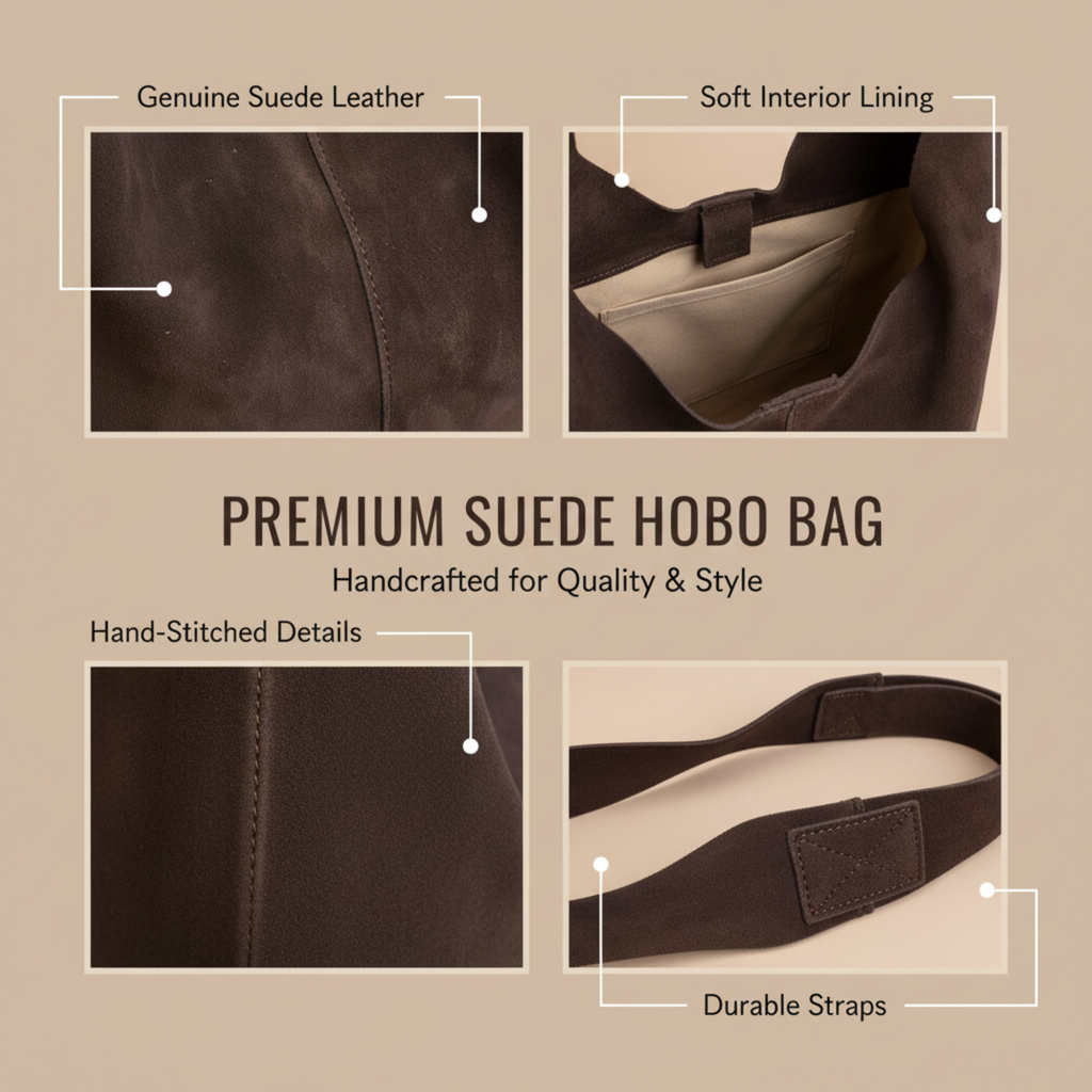Premium Suede Leather Hobo Bag Morocco