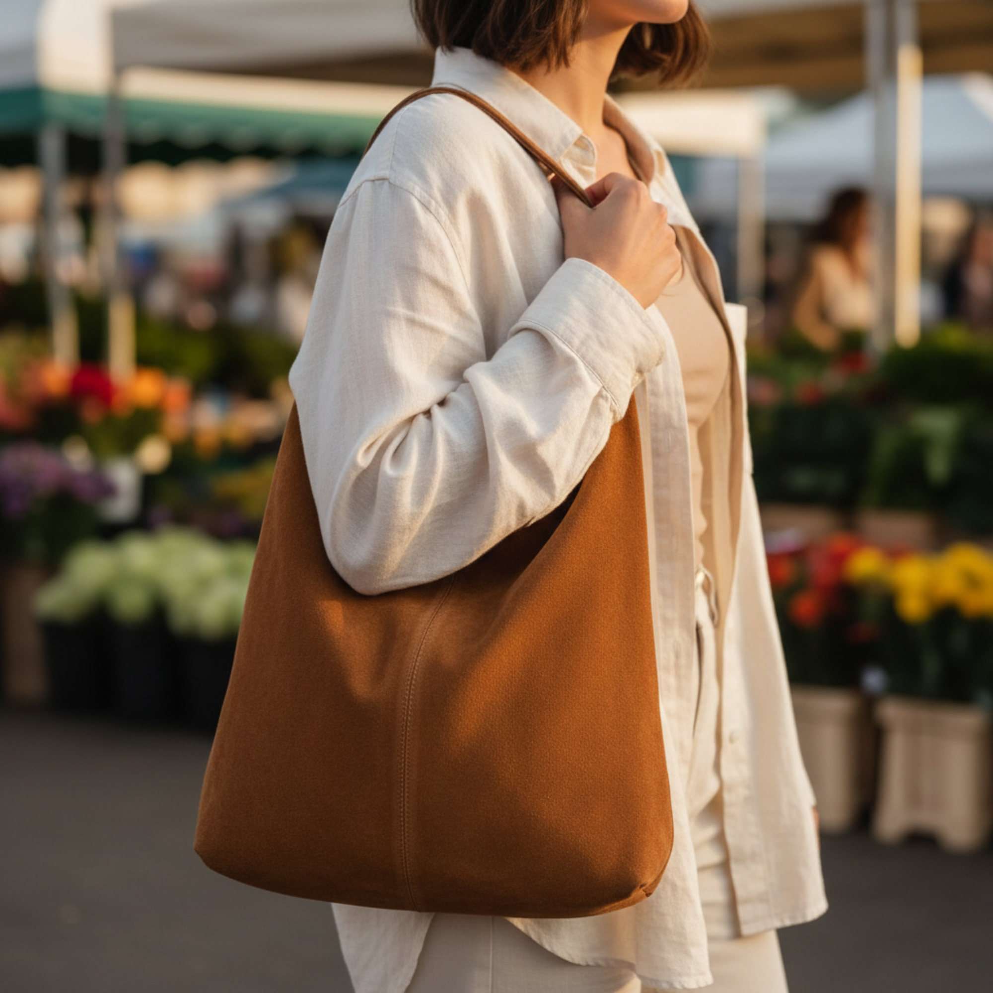 Premium Suede Leather Hobo Bag Morocco