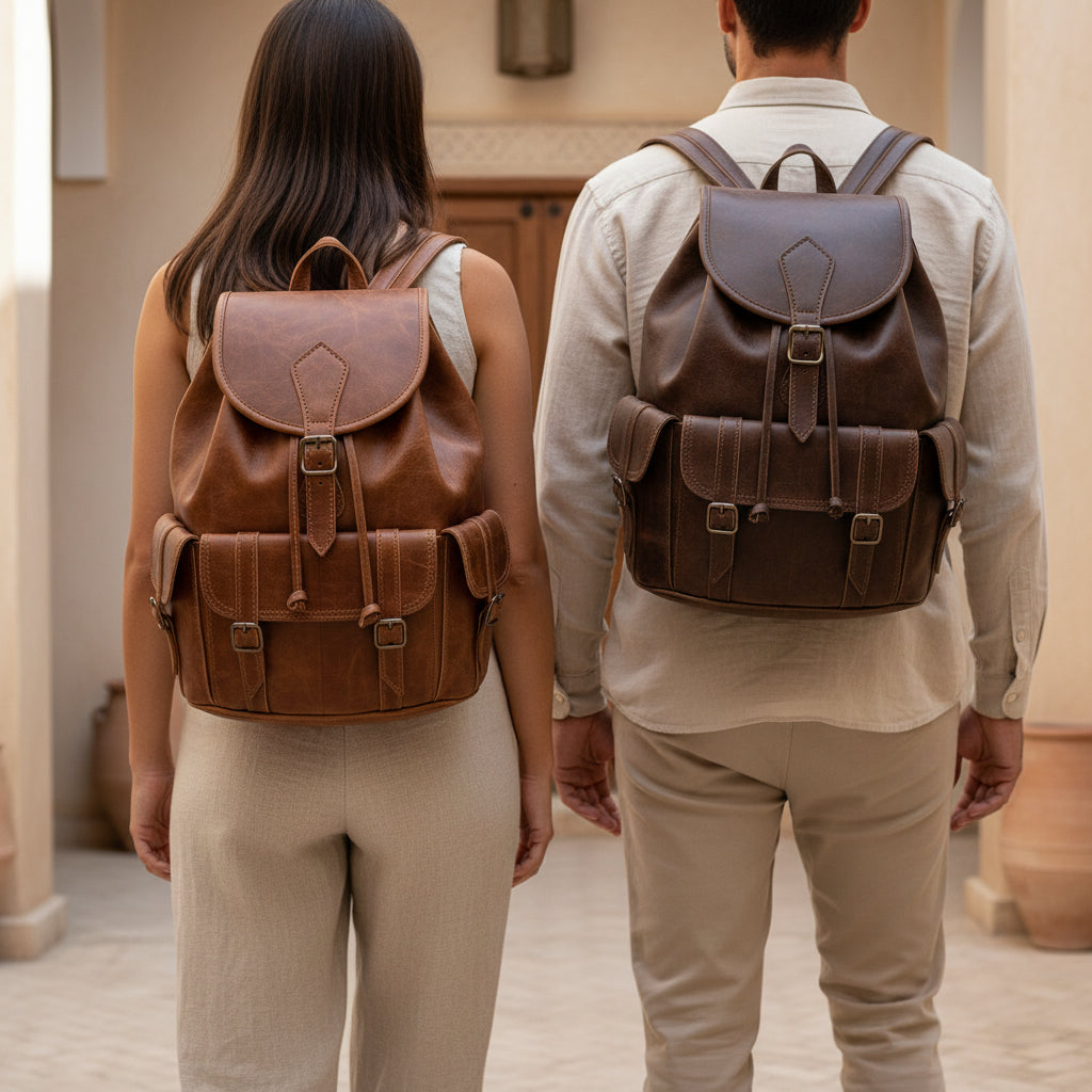 Handmade Moroccan Leather Backpack Vintage Rucksack