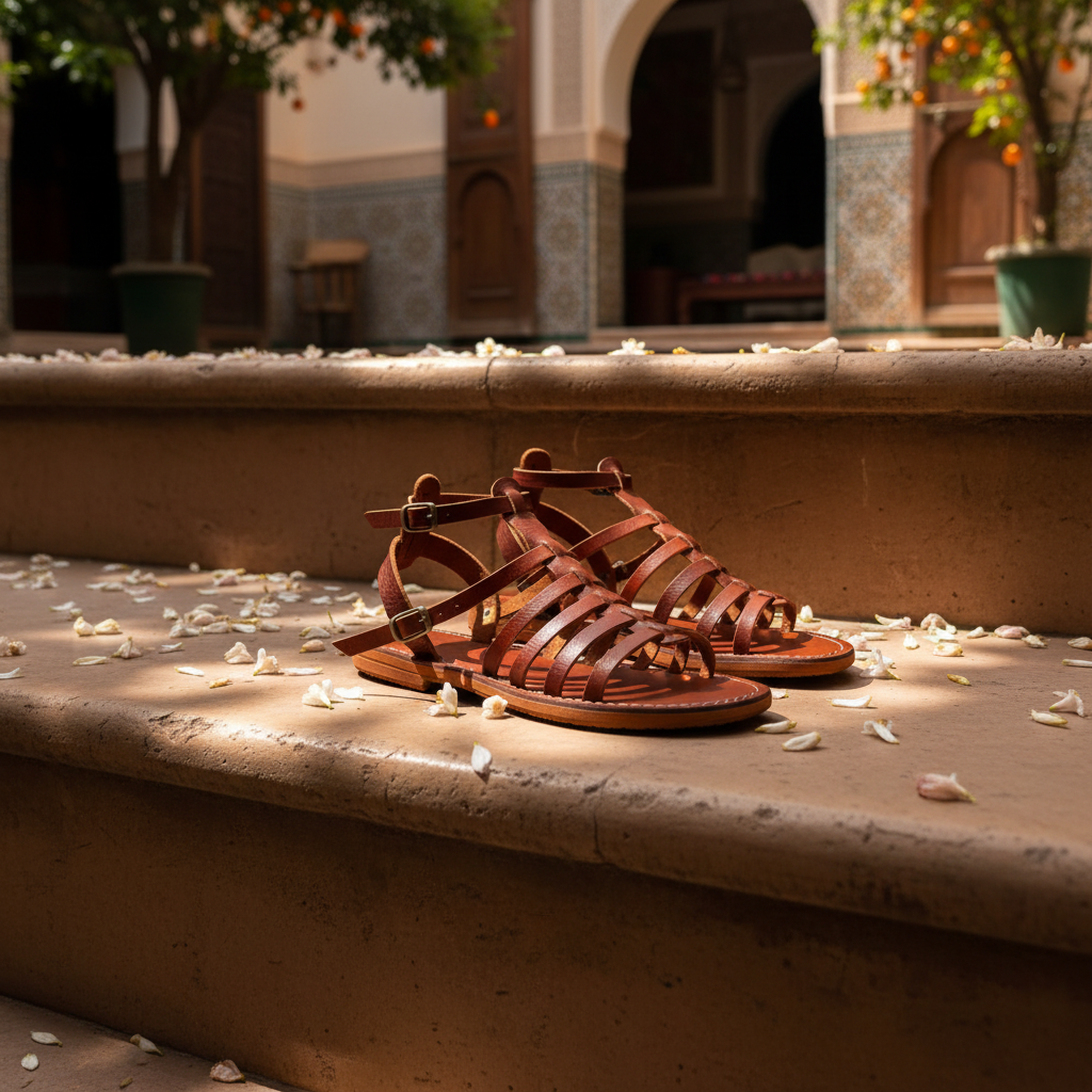 Moroccan Leather Gladiator Sandals Women Handmade Strappy