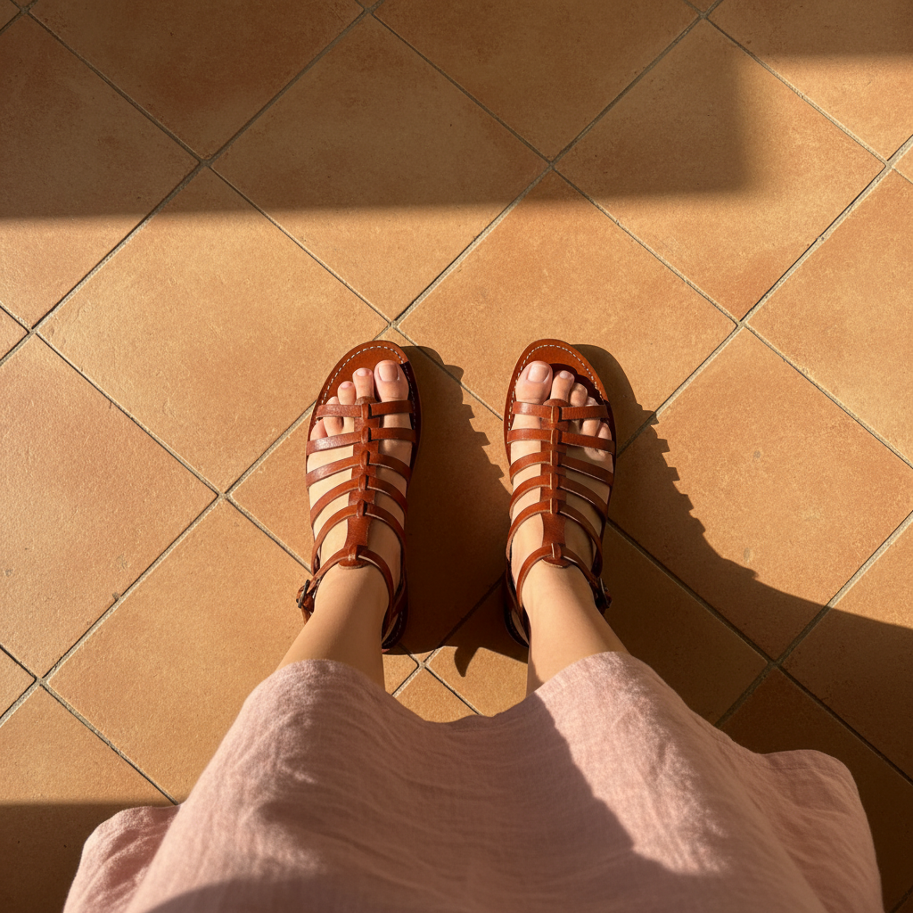 Moroccan Leather Gladiator Sandals Women Handmade Strappy