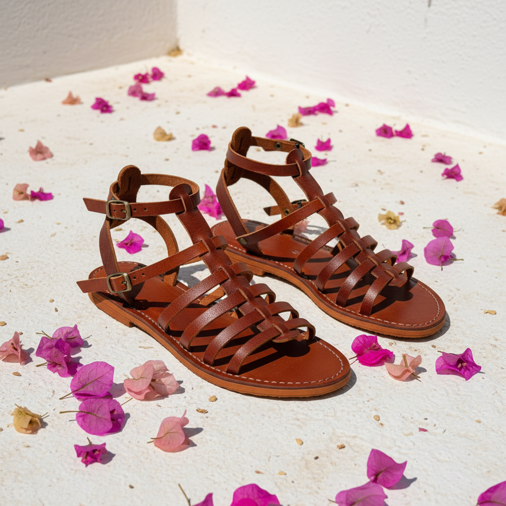 Moroccan Leather Gladiator Sandals Women Handmade Strappy