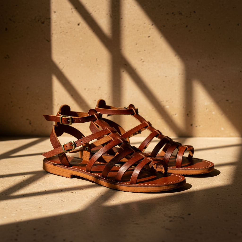 Moroccan Leather Gladiator Sandals Women Handmade Strappy