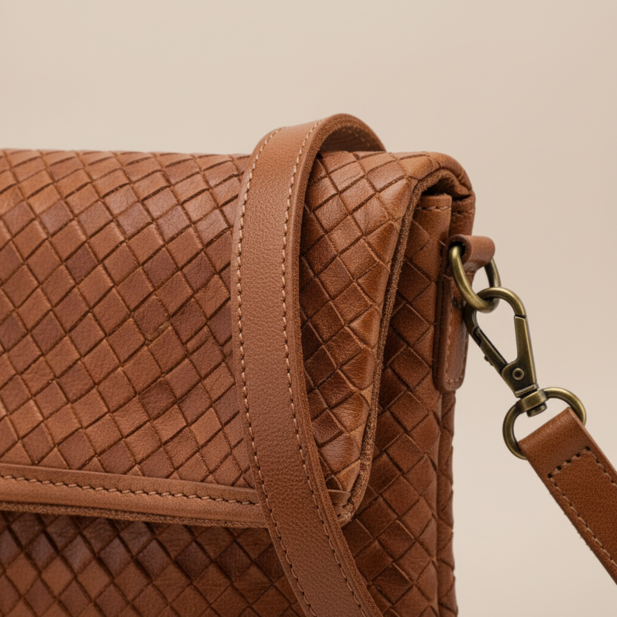 Handmade Woven Leather Crossbody Bag Morocco