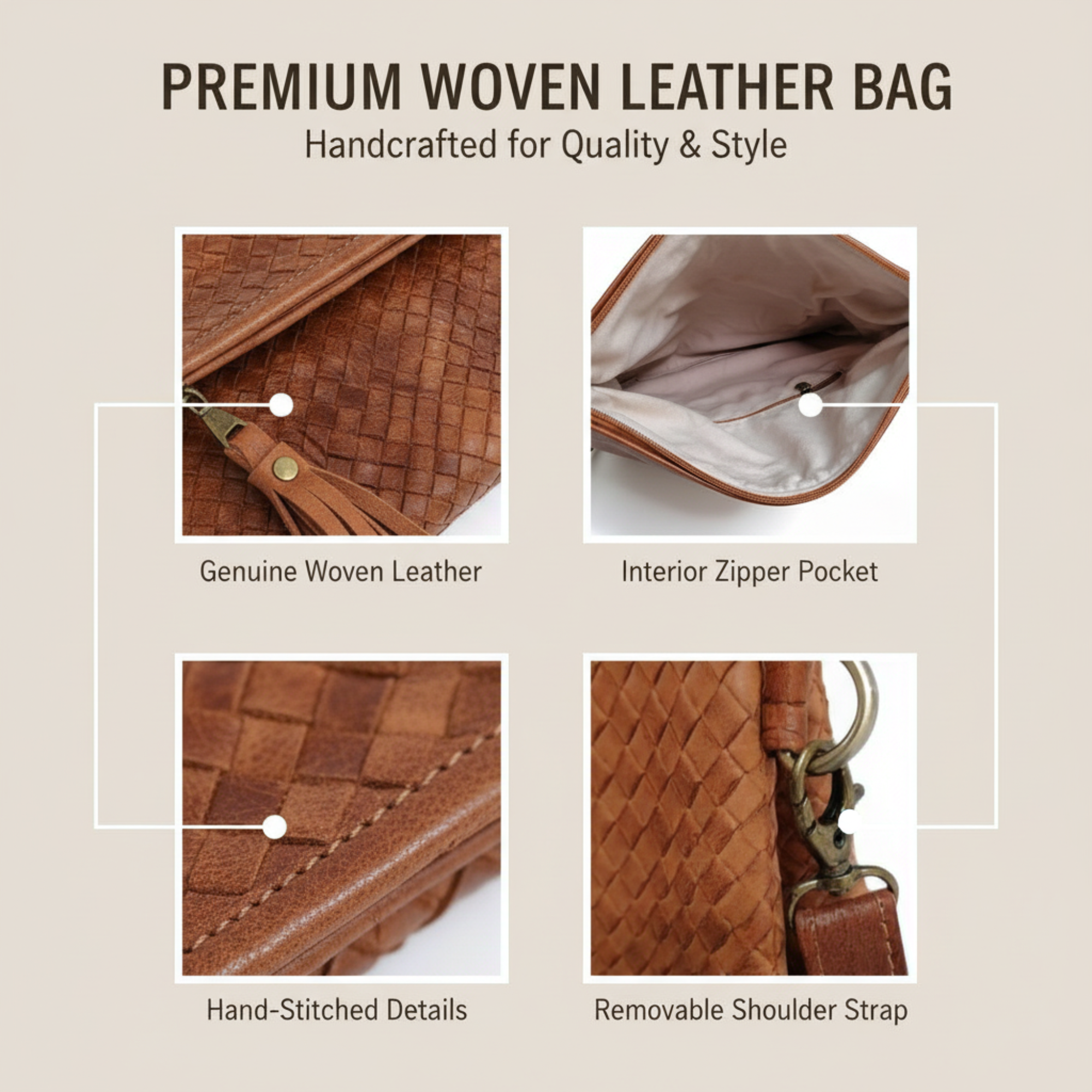 Handmade Woven Leather Crossbody Bag Morocco