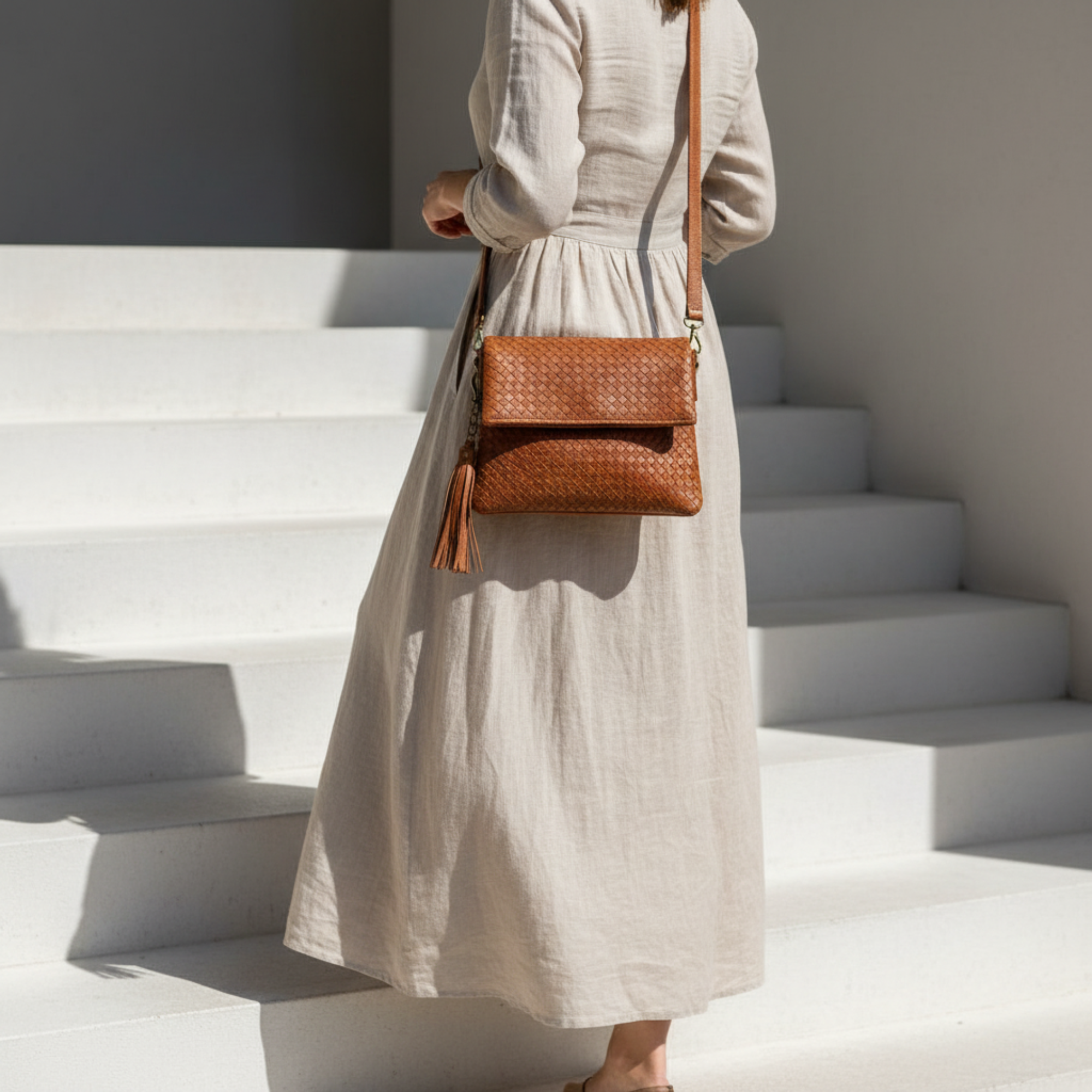 Handmade Woven Leather Crossbody Bag Morocco