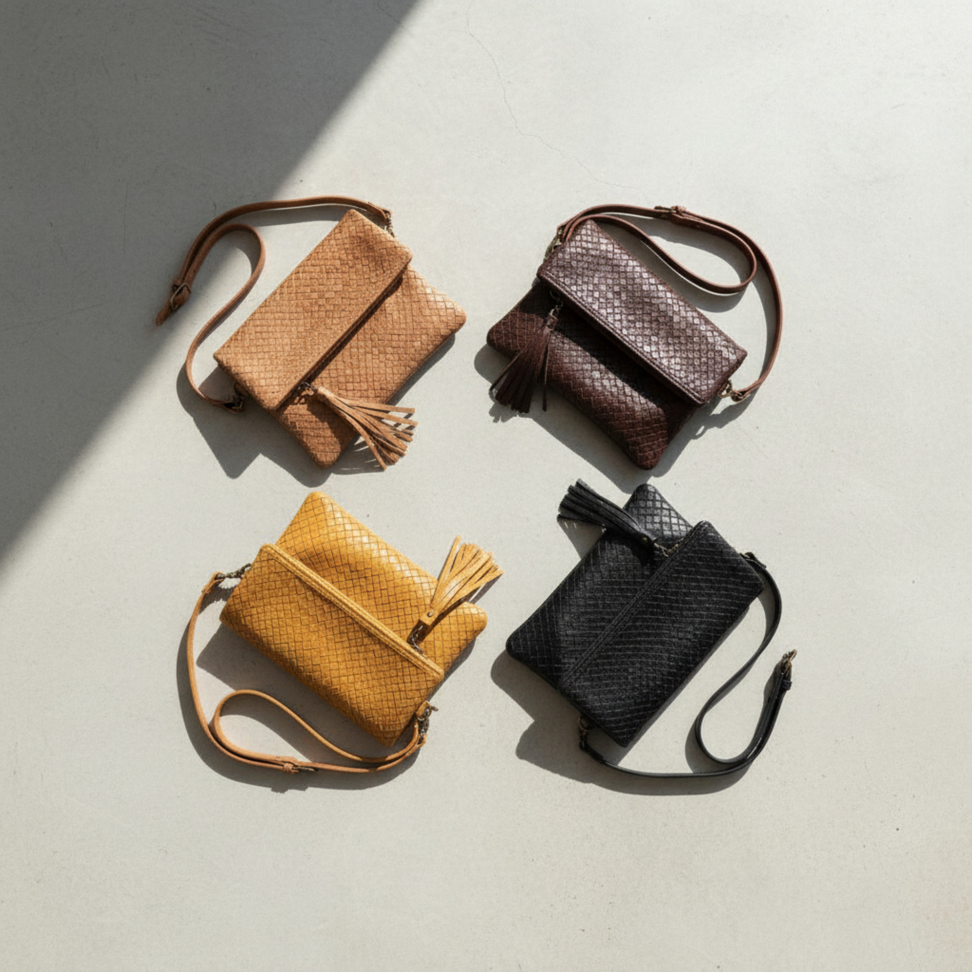 Handmade Woven Leather Crossbody Bag Morocco