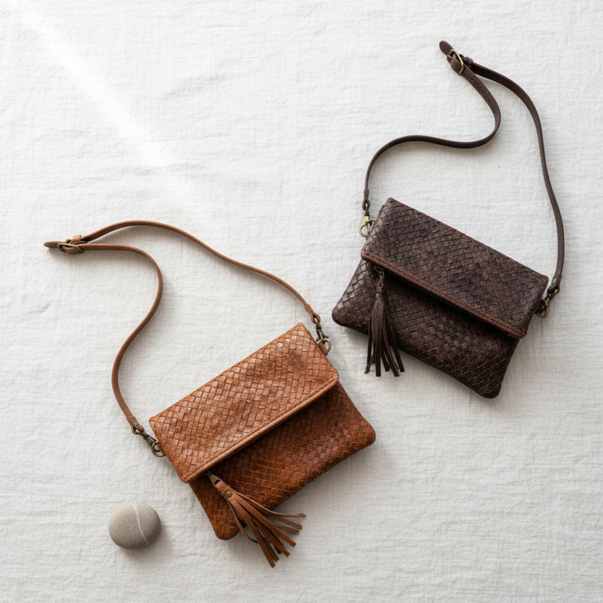 Handmade Woven Leather Crossbody Bag Morocco